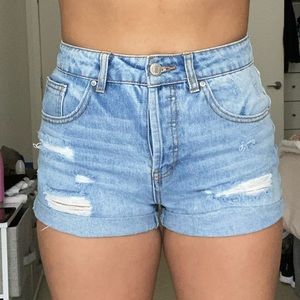 Ripped denim shorts